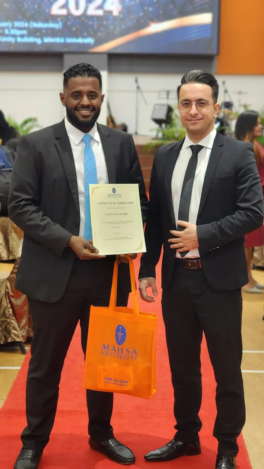 A certificate of appreciation reflecting a longstanding relationship with MAHSA University